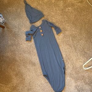 Caden Lane Blue Bodysuit with Wooden Buttons